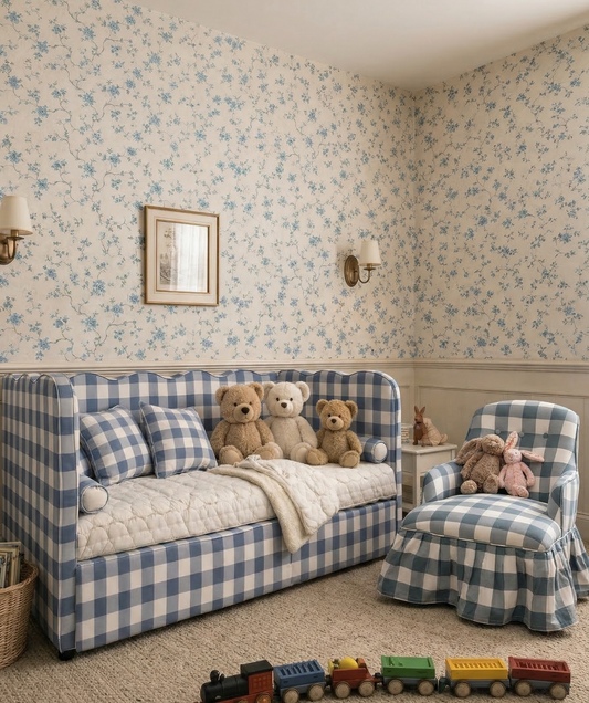 Posie Lochan Trundle Bed & Chair Set – Blue Gingham