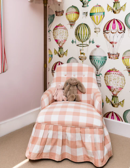 Upholstered Childrens Chair - Pink Gingham