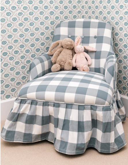 Upholstered Childrens Chair - Blue Gingham