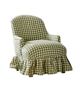 Upholstered Childrens Chair Green Gingham