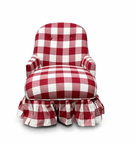 Upholstered Childrens Chair - Red Gingham